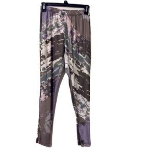 SIMPLY ASTER BY FIRMIANA Abstract Gray Purple White COLORFUL Leggings Size S/M